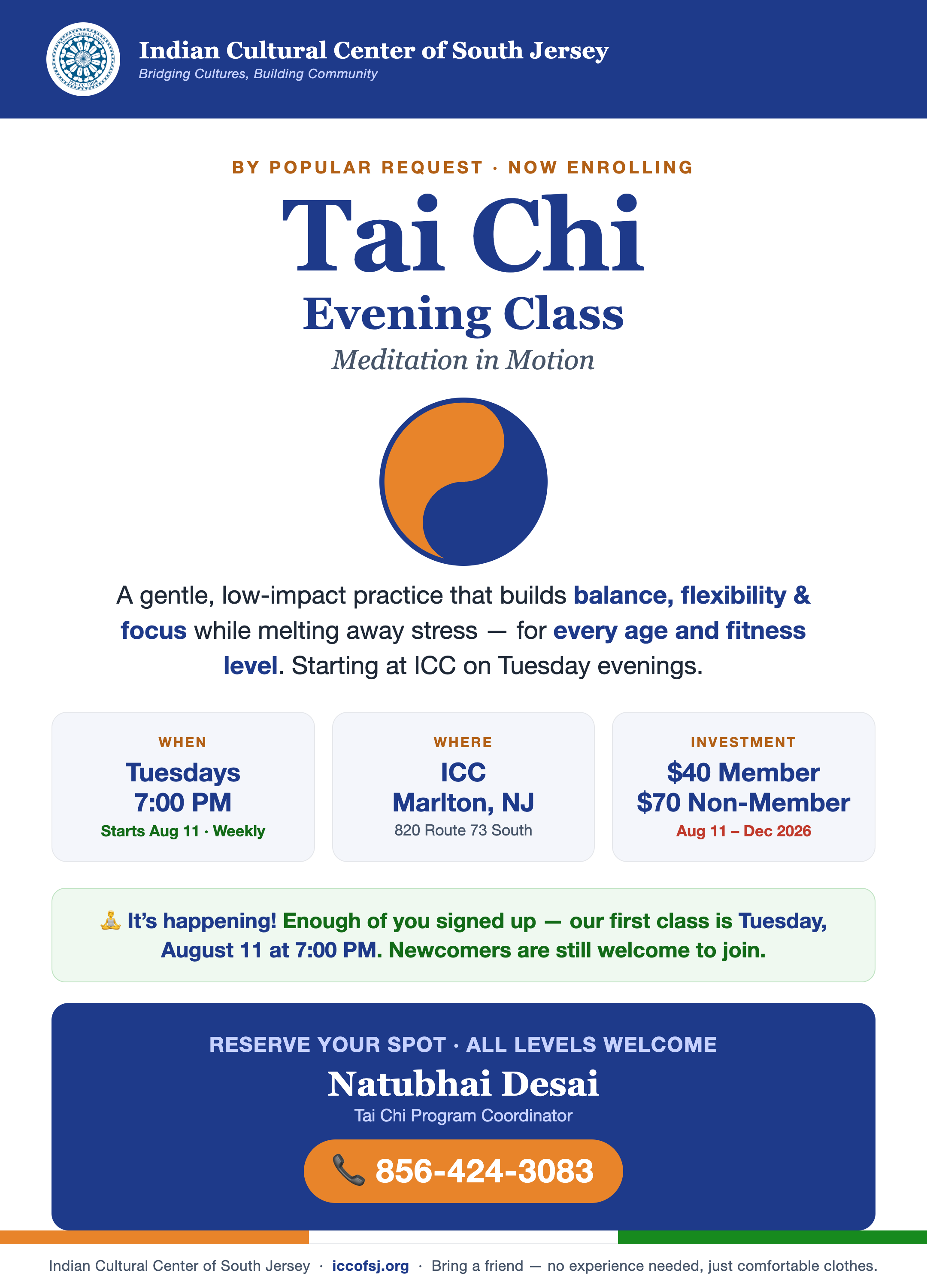 Tai Chi Evening Class
