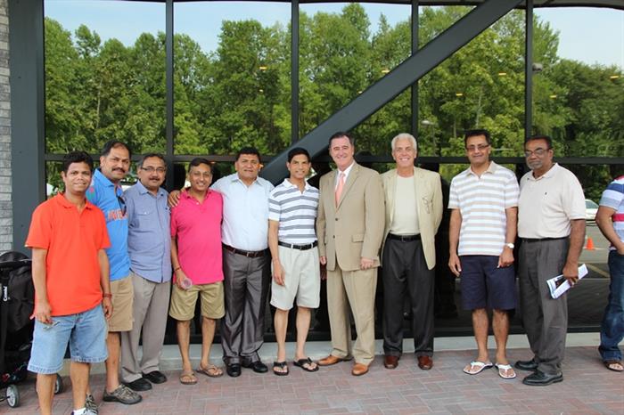 Empty chairs and tables in banquet hall