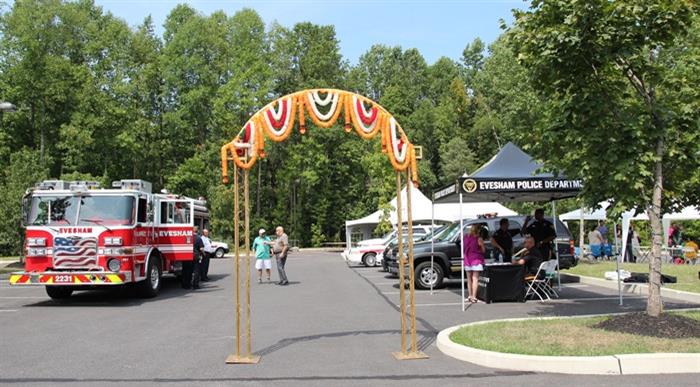Empty chairs and tables in banquet hall